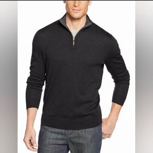 Club Room Men’s Sweater Quarter-Zip Merino Wool Blend Size Large